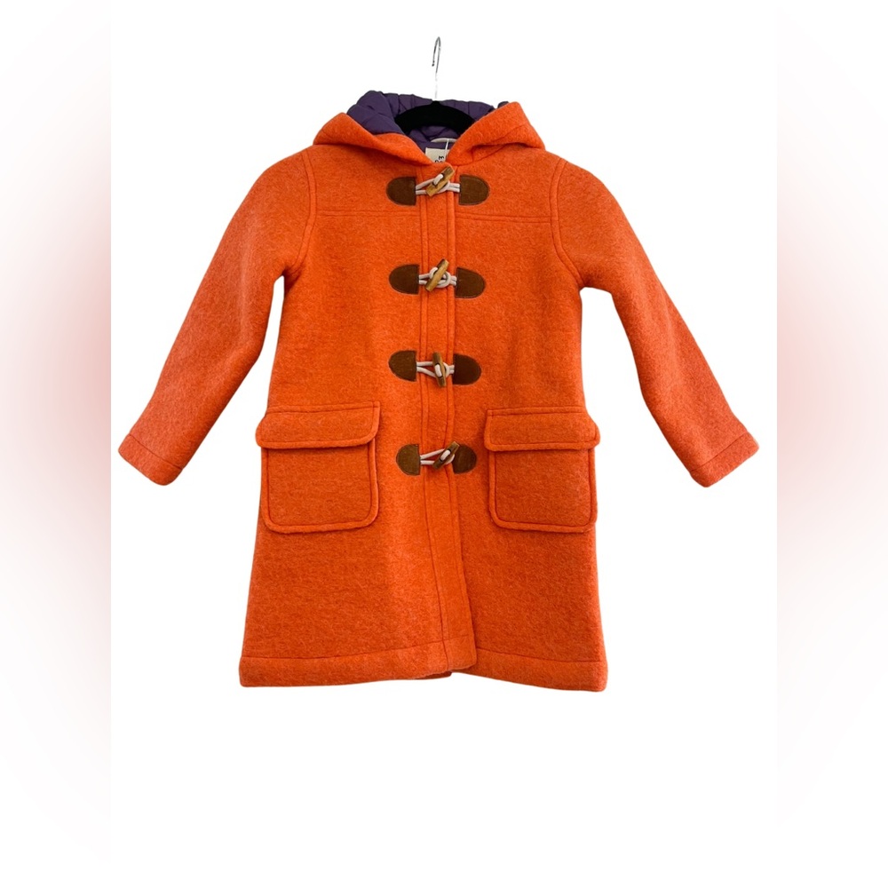 NWT Mini Boden Girls Wool Pea Coat Orange Size 5-6y